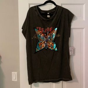 Sequined free people tee size large